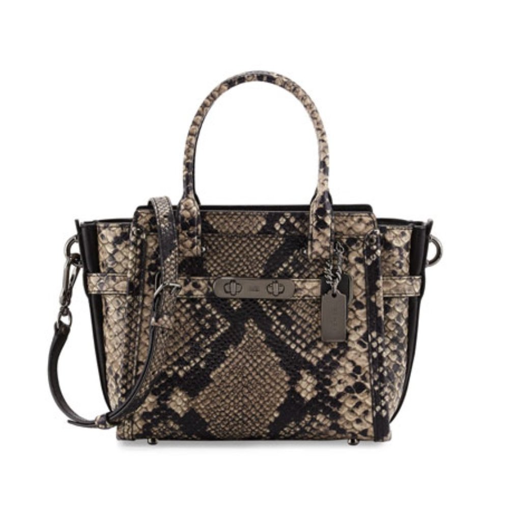 Coach Swagger 21 Snake Embossed Satchel Crossbody Bag